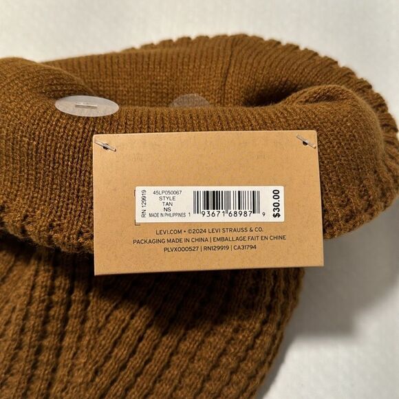 Thermal Beanie Mens Brown Reversible Levis - Picture 2 of 2